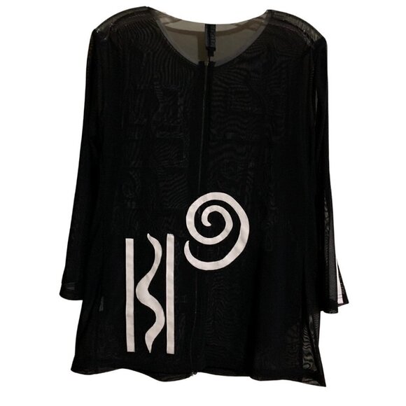 Berek Transparent Faux Leather Mesh Black Zipper Front Jacket Coat Size Large - Picture 2 of 7